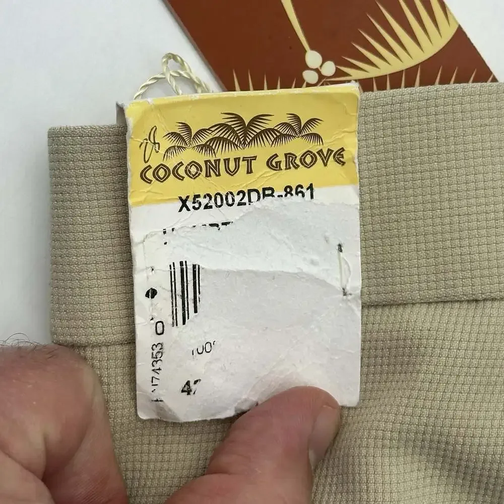 Coconut Grove Mens Size 42 Unfinished Hem Beige 100% Silk Pleated Suit Pants NWT